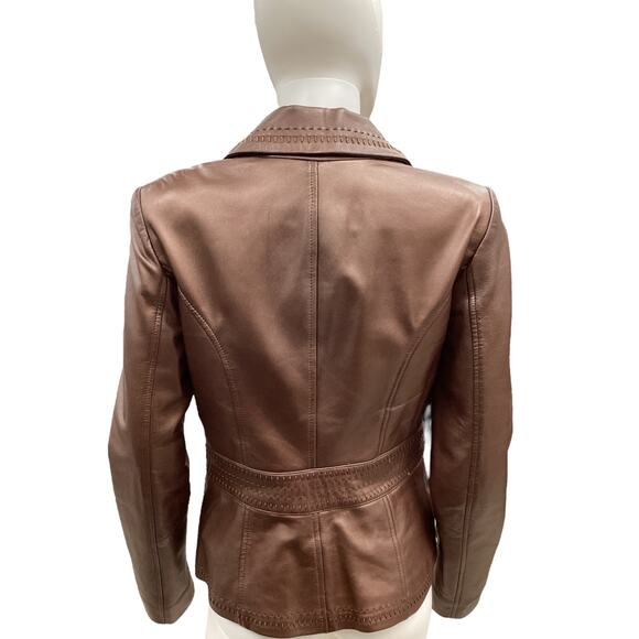 Vintage Cache Jacket Women’s Size S 100% Lamb Leather Metallic Hue Brown - Picture 4 of 6